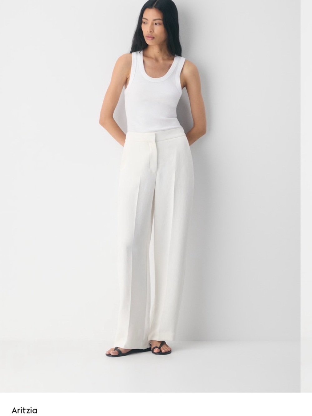 Aritzia Wide-Leg High-Rise Trousers in White